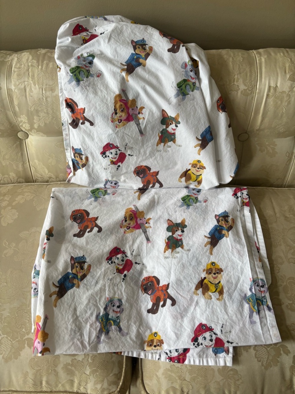 Pottery Barn Kids Paw Patrol Crib Toddler Fitted Flat Sheet Set Organic READ